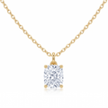 Lab Diamond Yellow Gold Elongated Cushion Solitaire Chain Necklace
