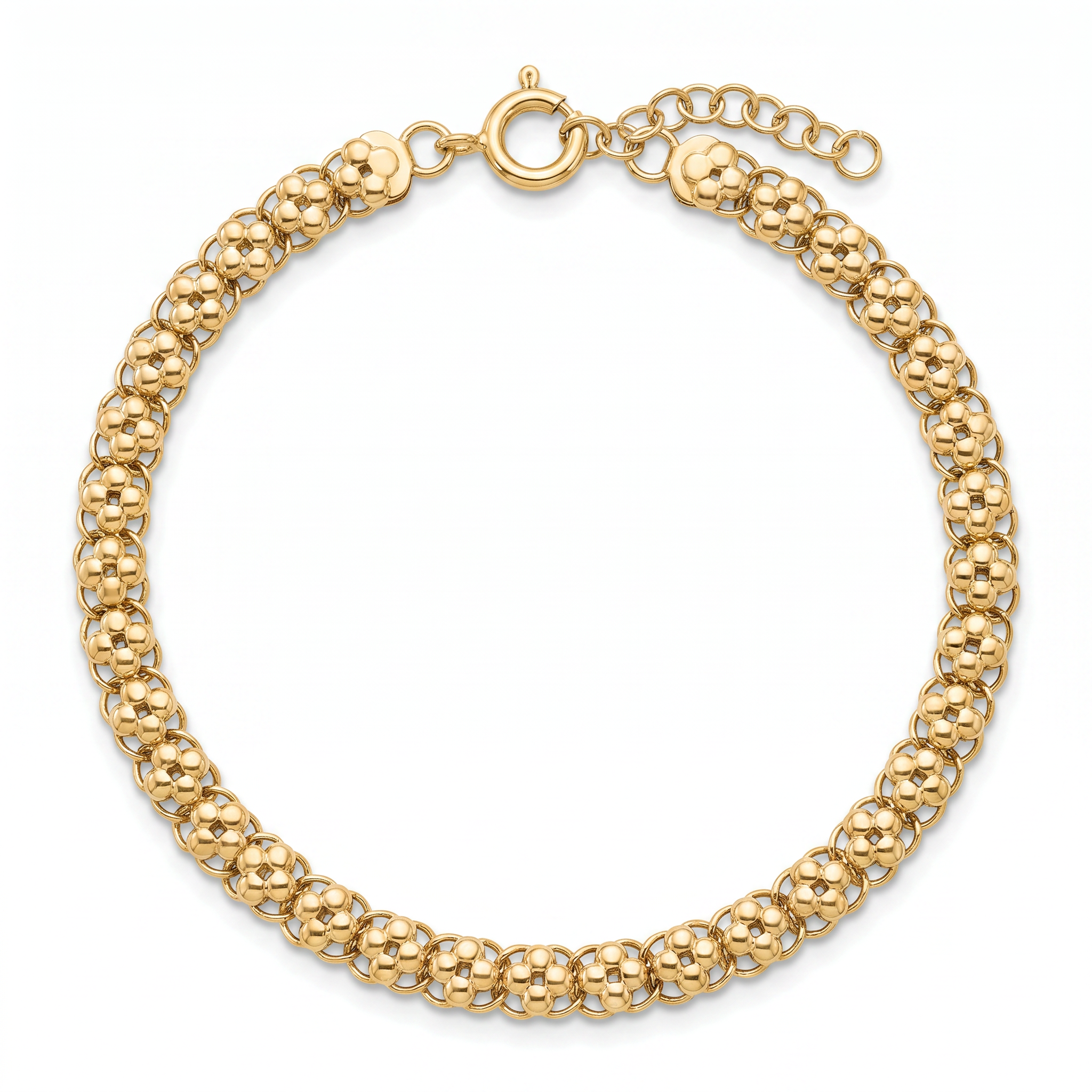 18K Yellow Gold Flower Chain Bracelet