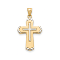 18K Two Tone Gold Cross Pendant