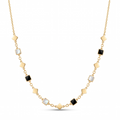 18K Yellow Gold Mother Of Pearl & Onyx Chain Necklace