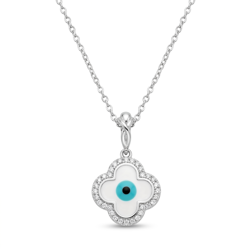 Diamond White Gold Clover Necklace