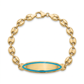 18K Yellow Gold Blue Enamel Baby Plaque Bracelet