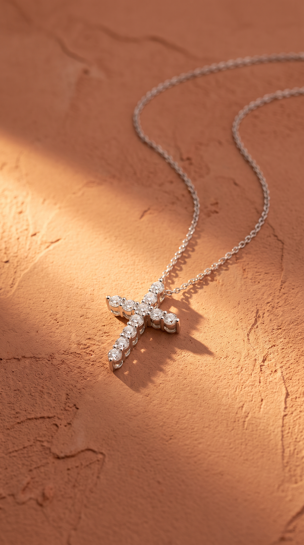 Diamond White Gold Small Cross Necklace