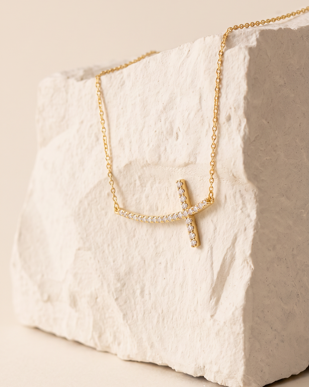Diamond Yellow Gold Cross Pendant Necklace