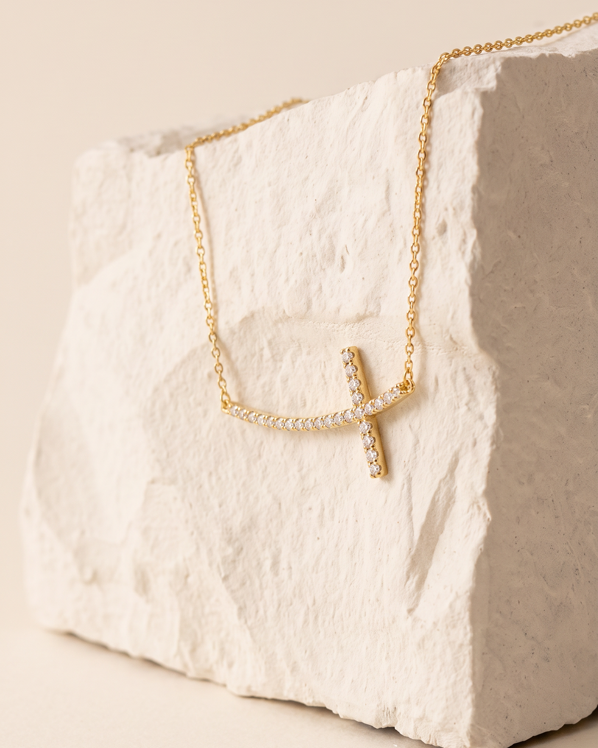 Diamond Yellow Gold Cross Pendant Necklace