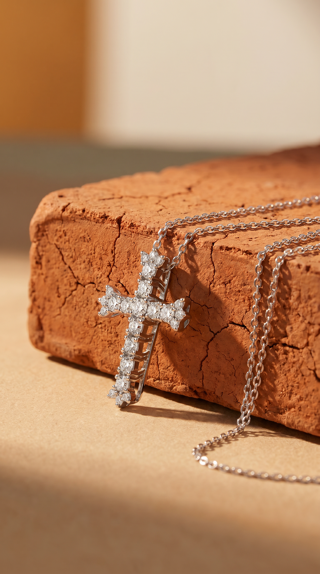 Diamond White Gold Cross Necklace