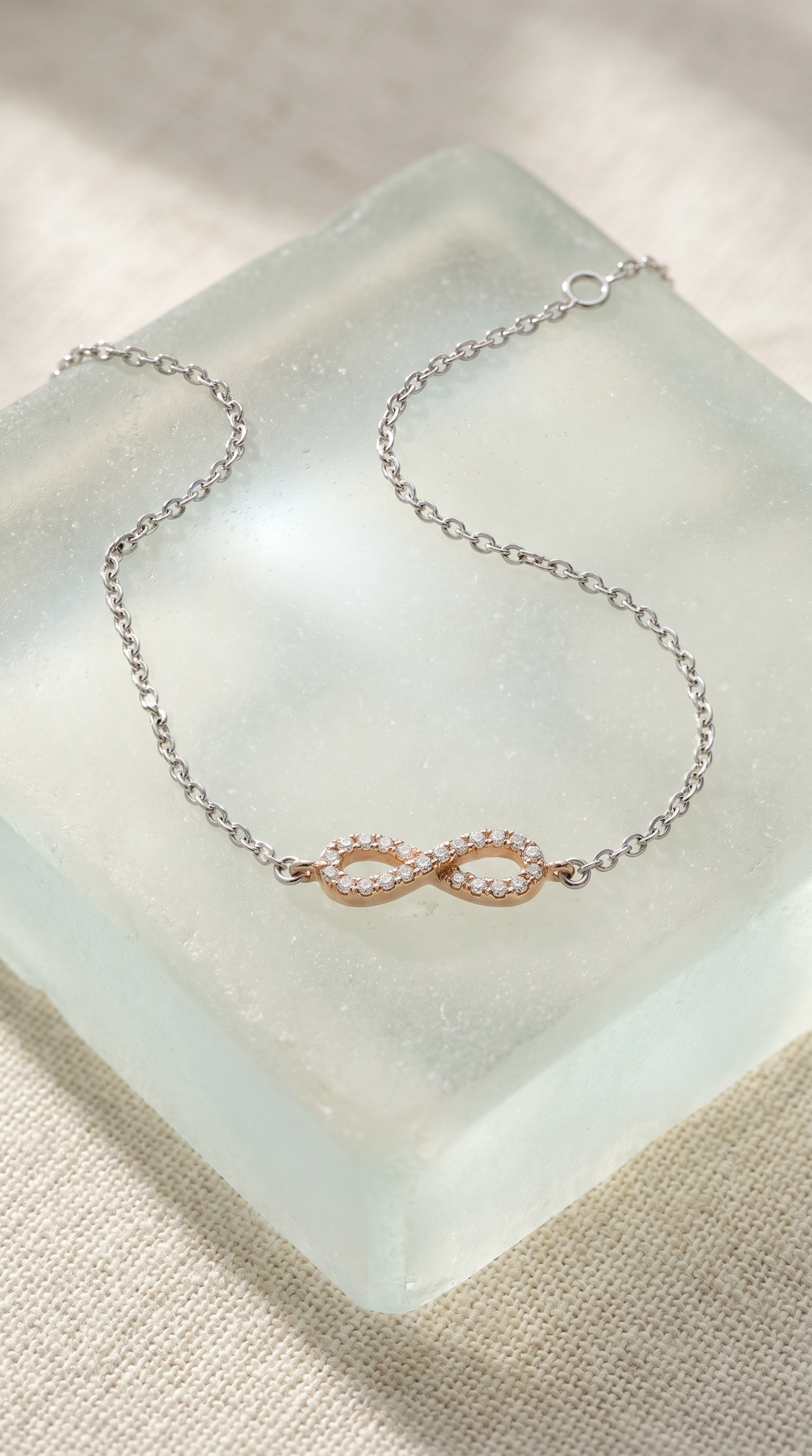 Diamond Two Tone Gold Infinity Chain Bracelet