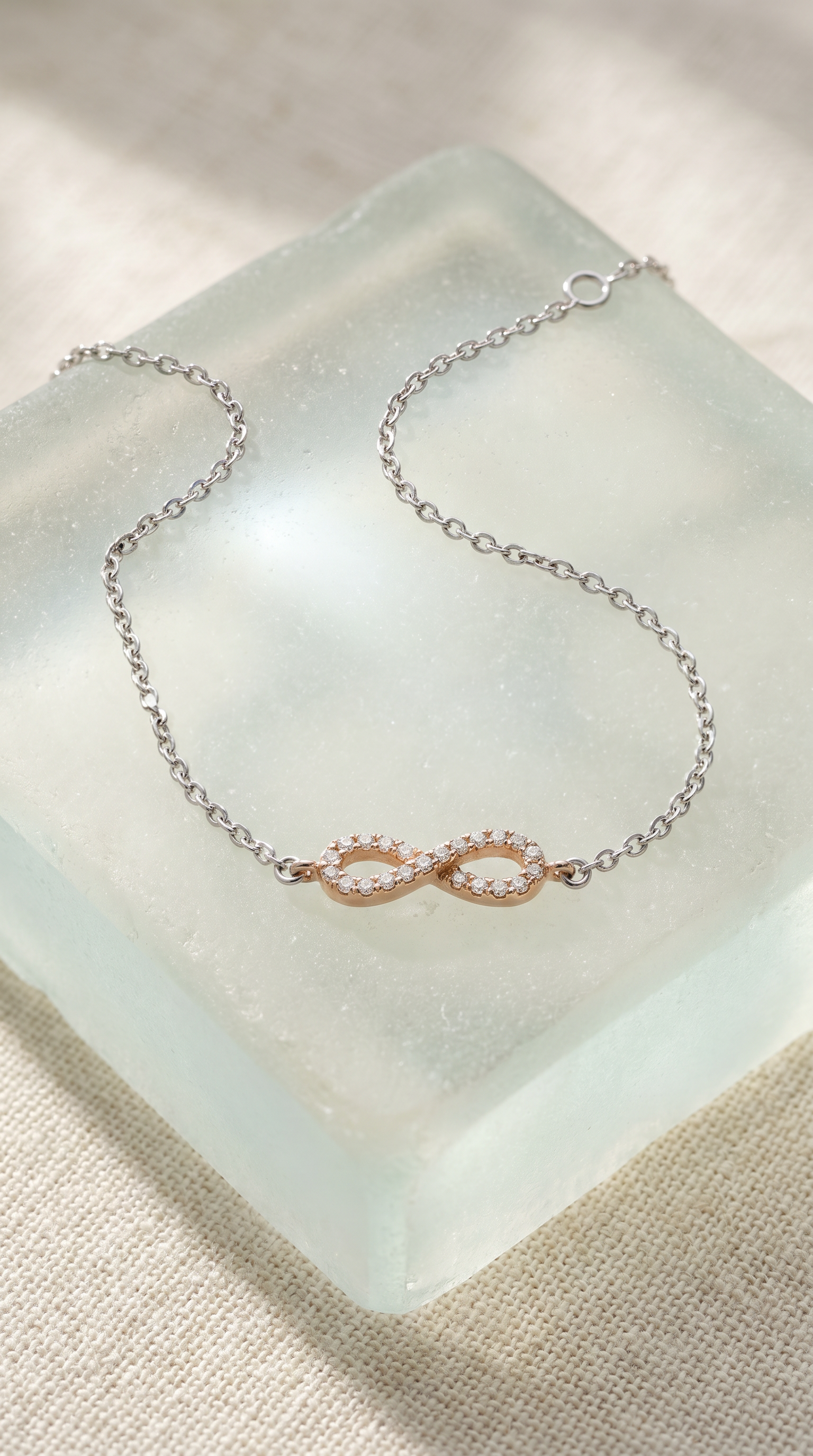 Diamond Two Tone Gold Infinity Chain Bracelet