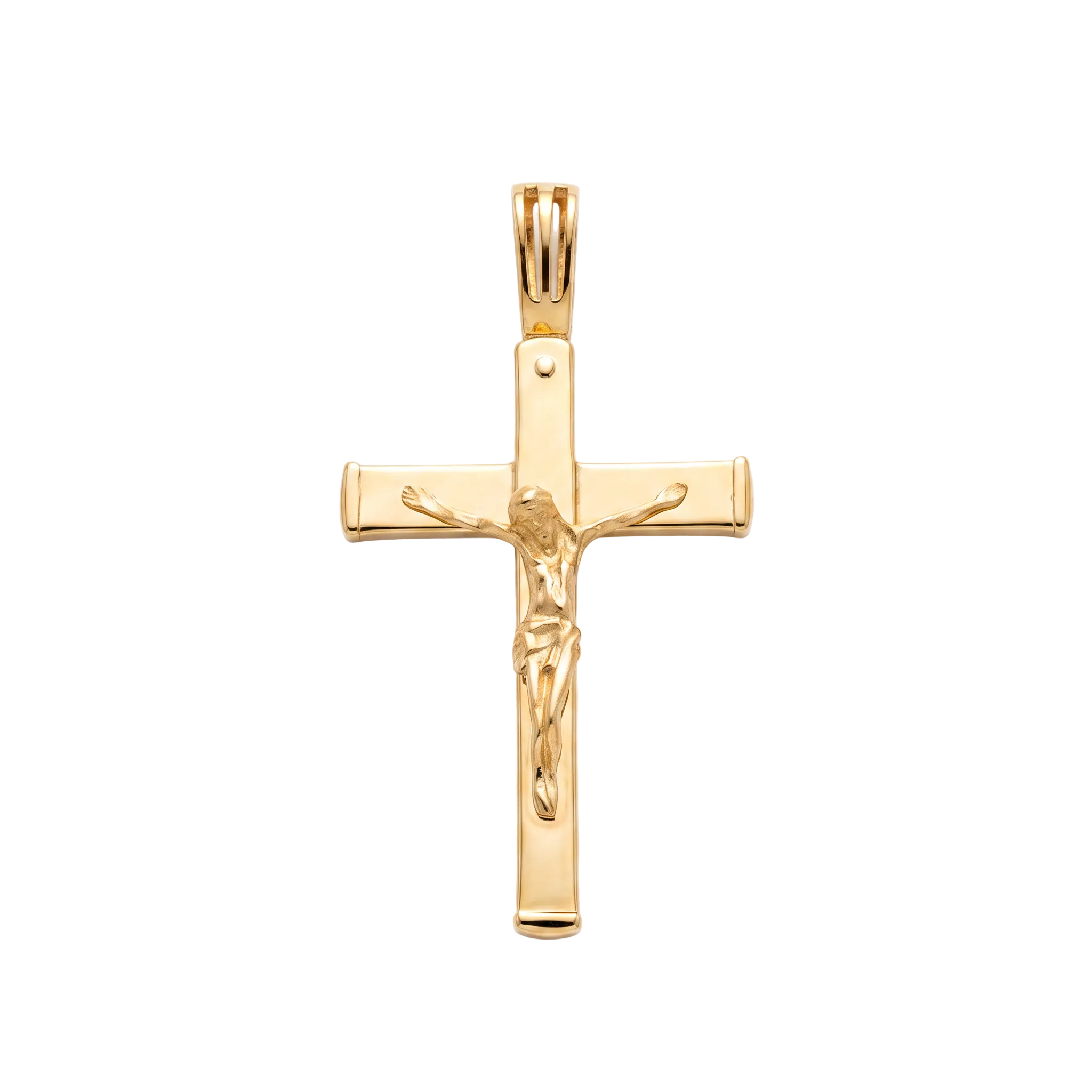 18K Yellow Gold Crucifix Cross Pendant