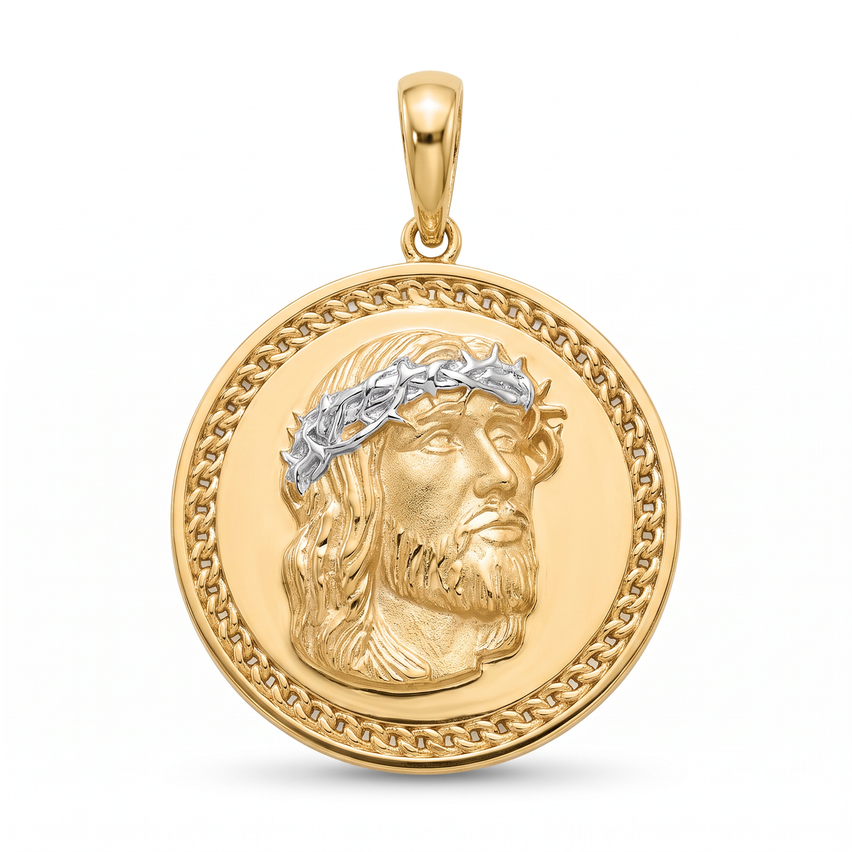 18K Two Tone Jesus Icon Pendant