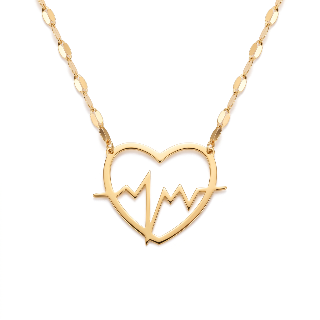 18K Yellow Gold Heartbeat Chain Necklace