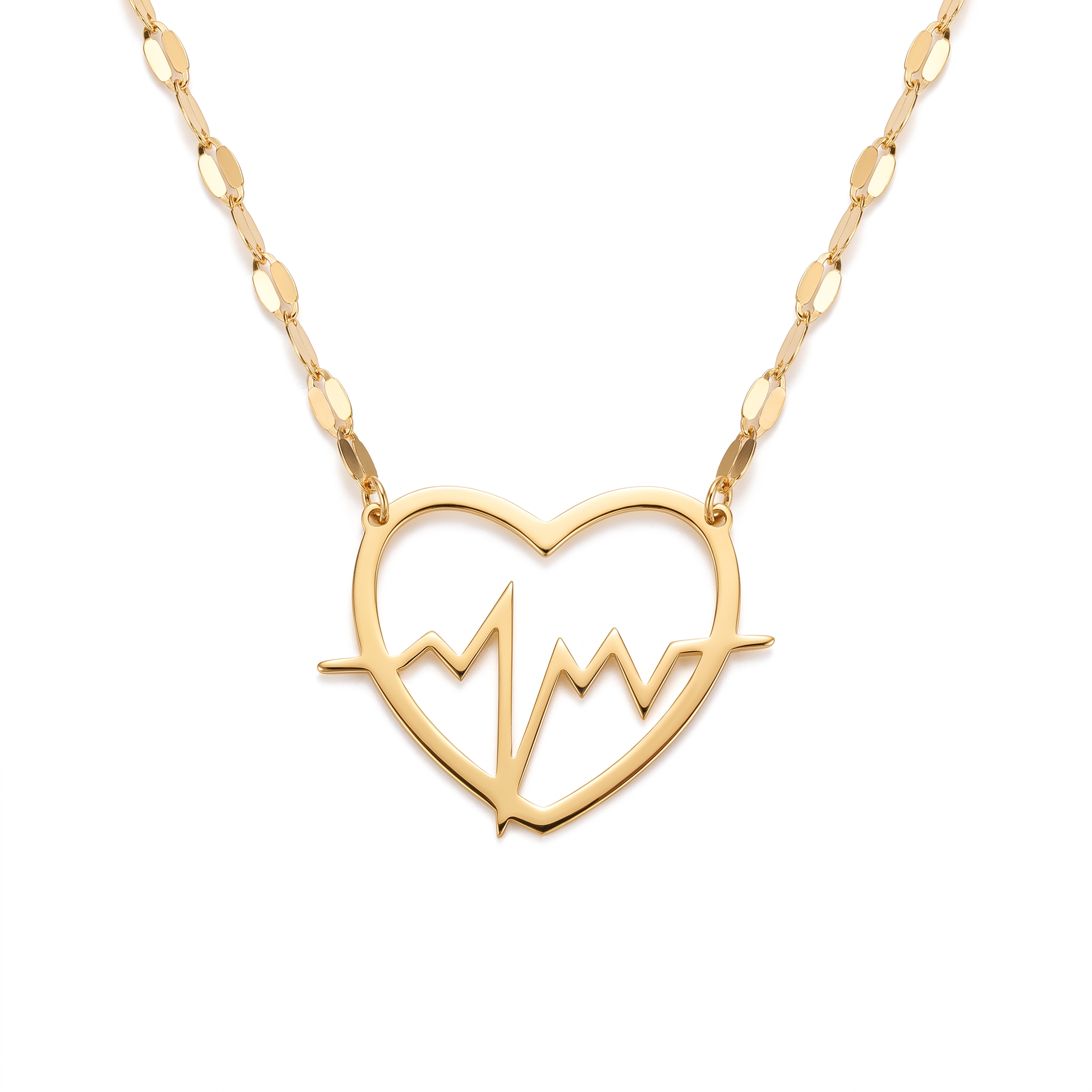 18K Yellow Gold Heartbeat Chain Necklace