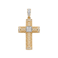 18K Yellow Gold Cubic Zirconia Cross Pendant