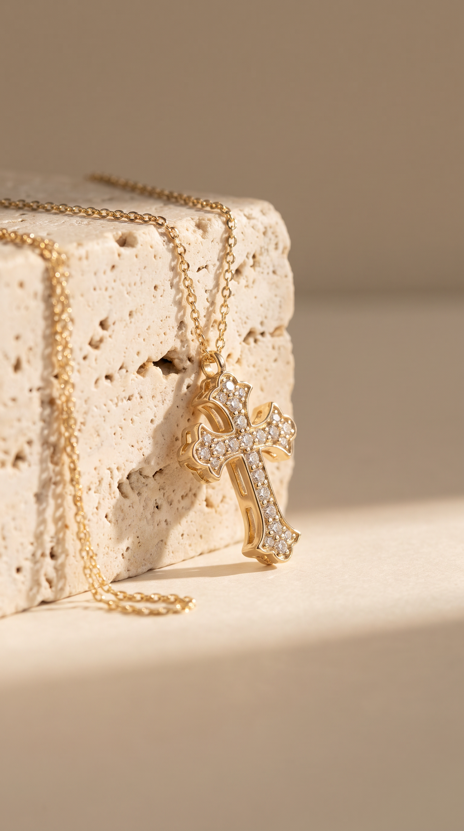 Diamond Yellow Gold Cross Chain Necklace
