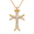 Diamond Two Tone Gold Cross Necklace