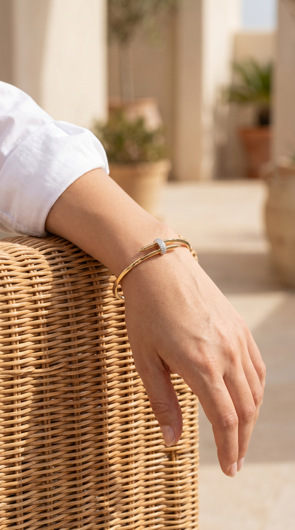 Diamond Two Tone Gold Bangle Bracelet