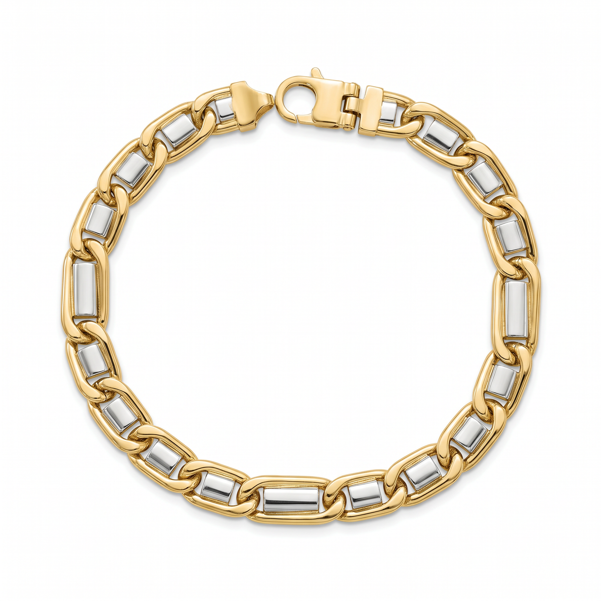 Men 18K Two Tone Gold Chain Bracelet