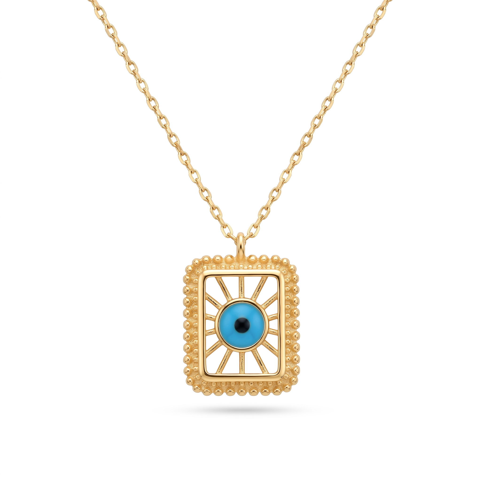 18K Yellow Gold Evil Eye Necklace