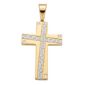 18K Two Tone Gold Cross Pendant