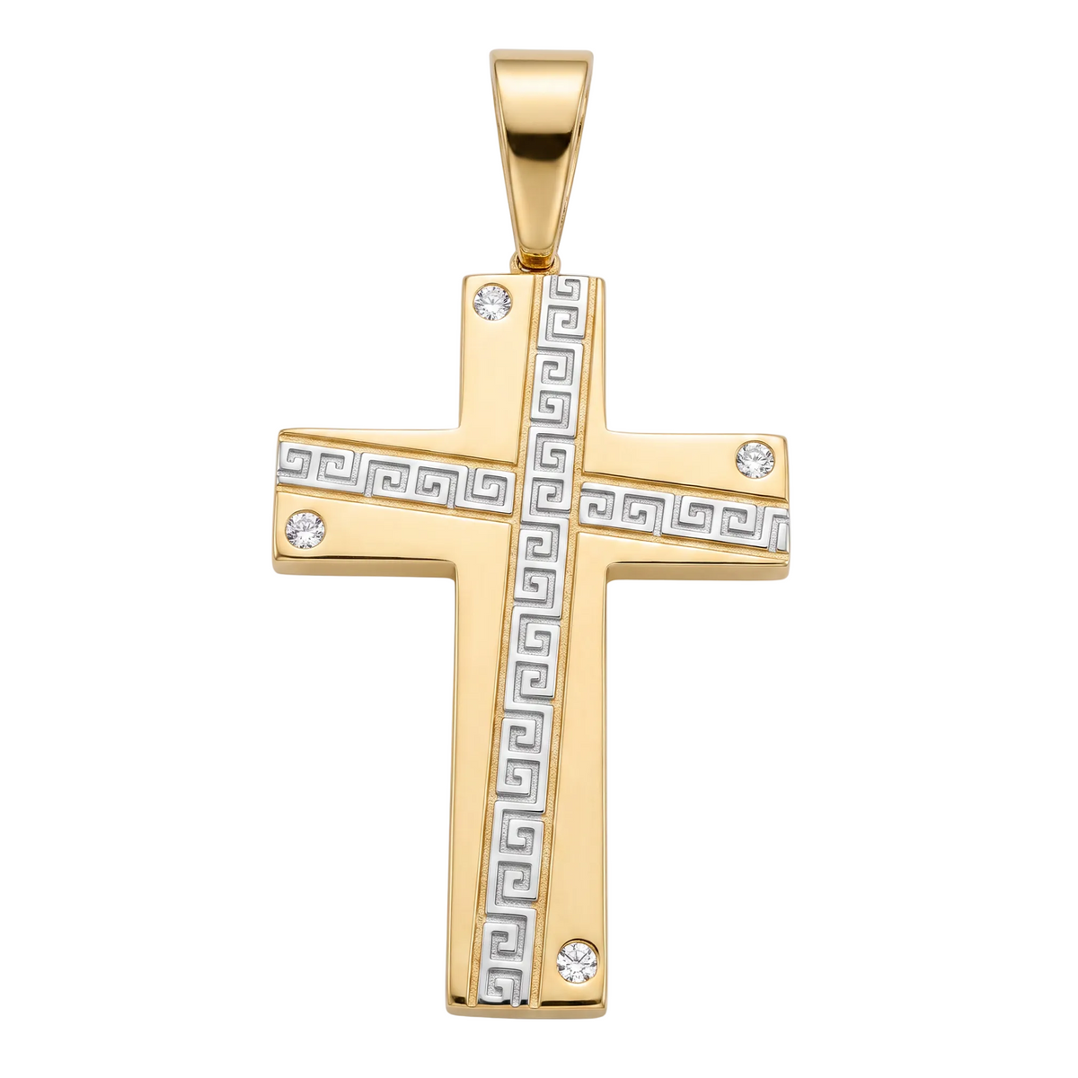 18K Two Tone Gold Cross Pendant