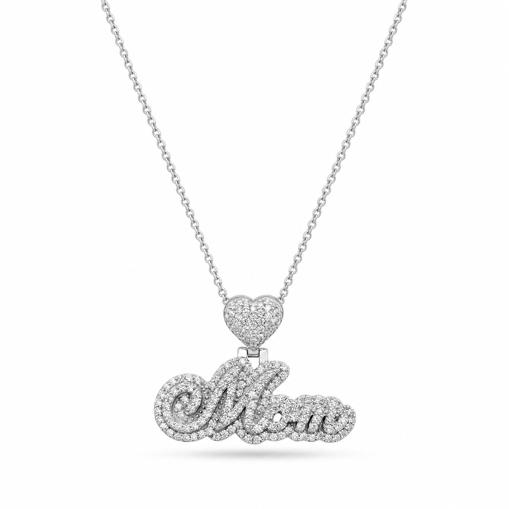 Diamond White Gold Mom Necklace