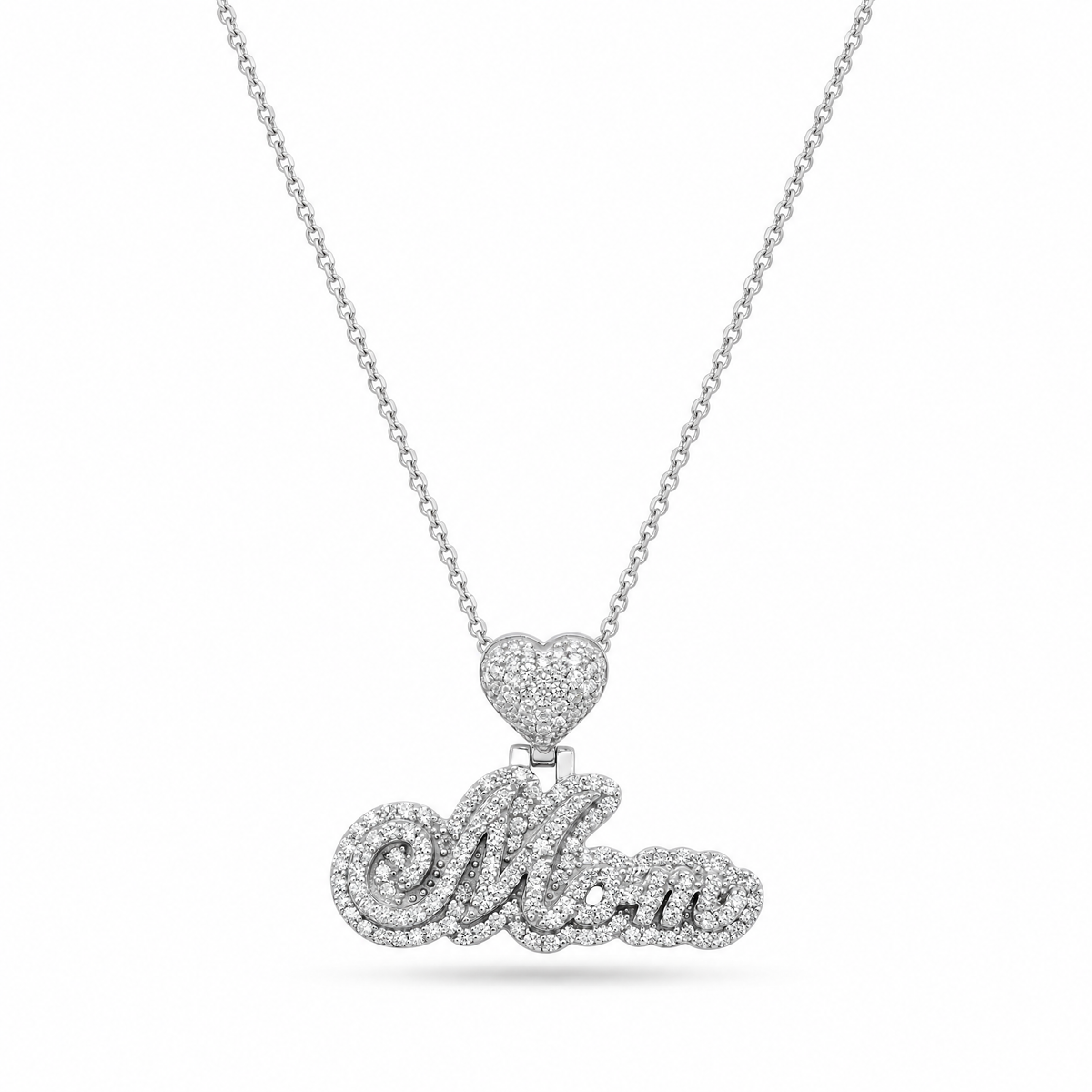 Diamond White Gold Mom Necklace