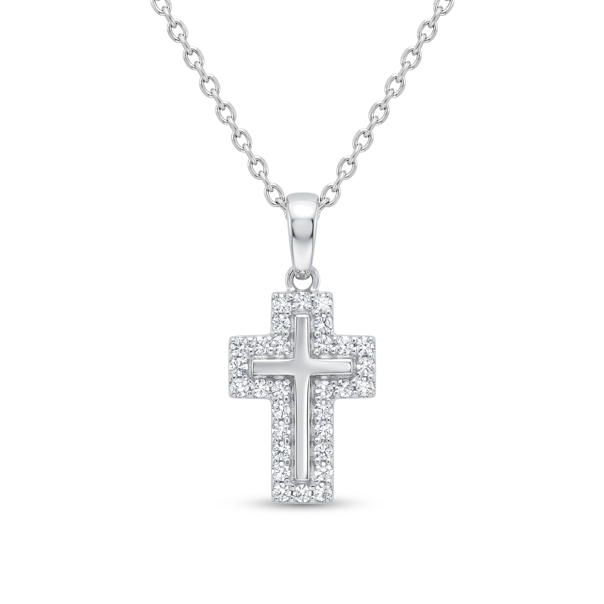 Diamond White Gold Cross Necklace