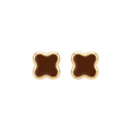 18K Yellow Gold Brown Enamel Stud Earring