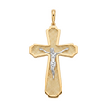 18K Two Tone Large Crucifix Pendant
