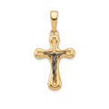 18K Yellow Gold & Black Rhodium Crucifix Pendant
