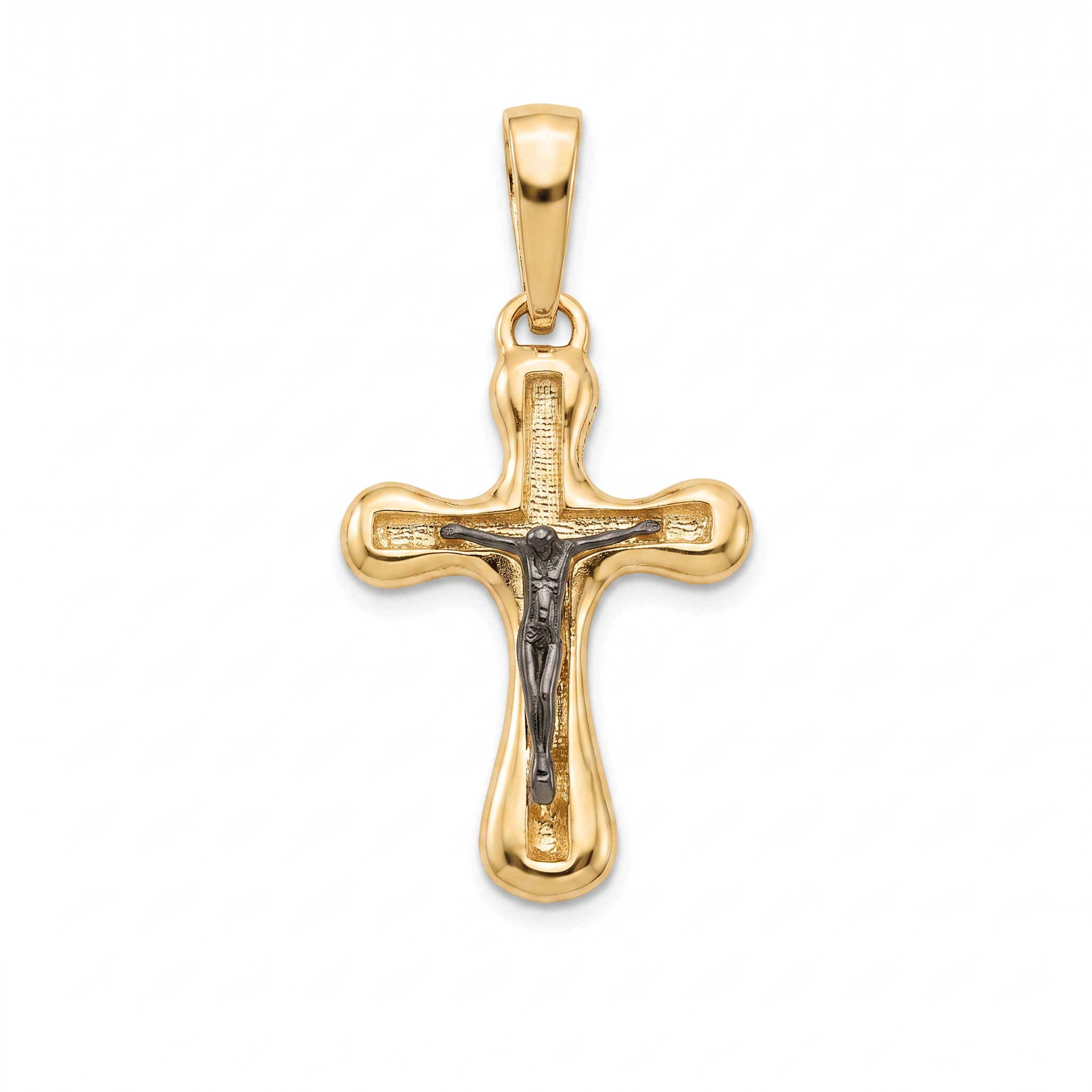 18K Yellow Gold & Black Rhodium Crucifix Pendant