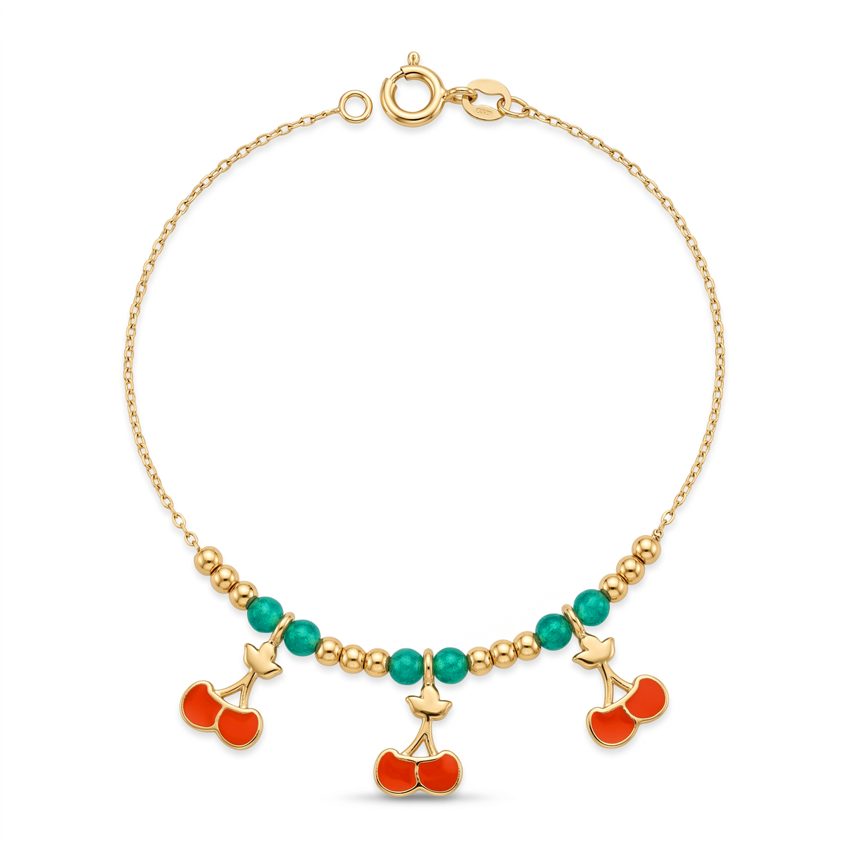 18K Yellow Gold Enamel Gemstone Baby Bracelet