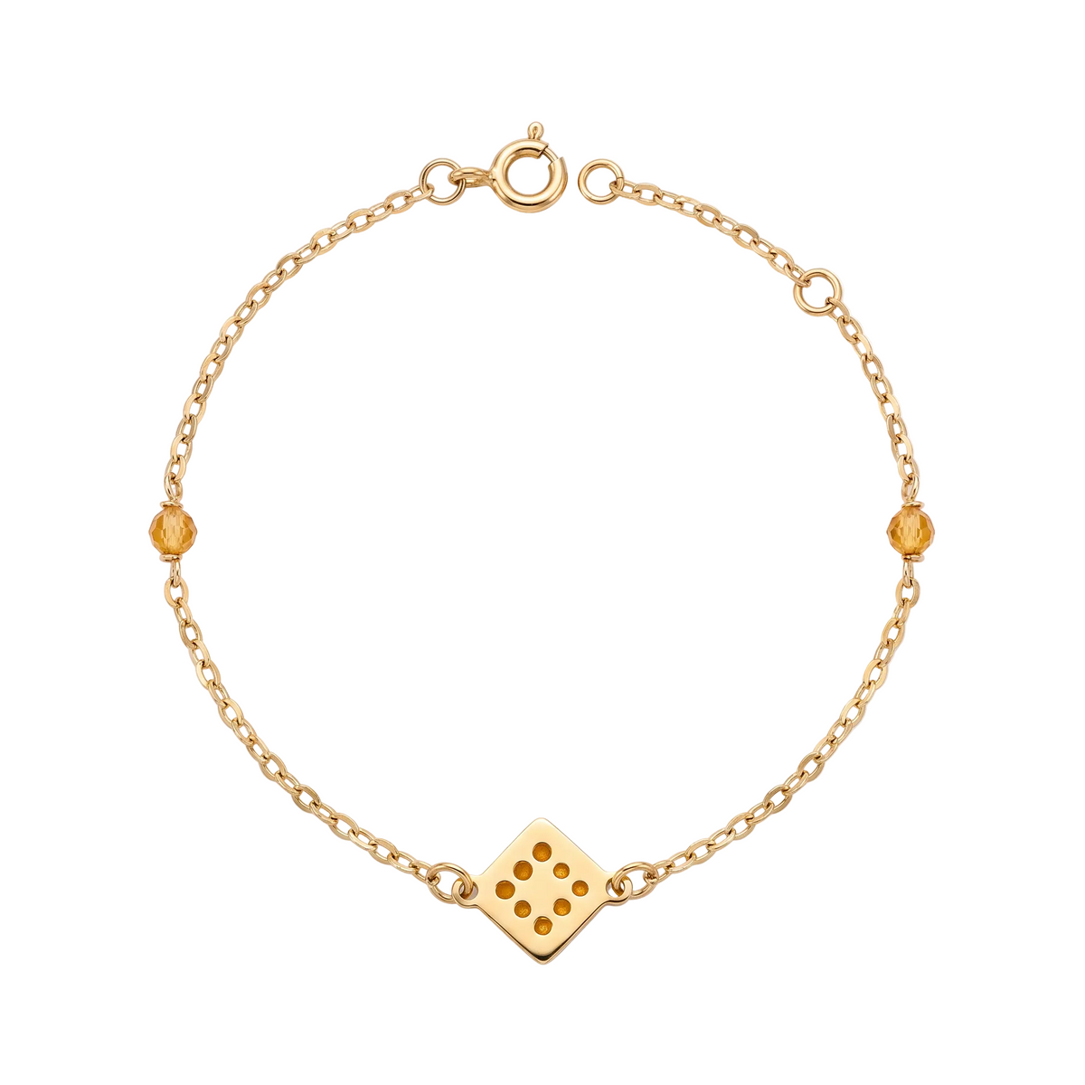 18K Yellow Gold Plaque Enamel Gemstone Baby Bracelet