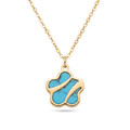 18K Yellow Gold Turquoise Gemstone Chain Necklace