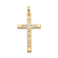 18k Gold Two Tone Diamond Cut Cross Pendant