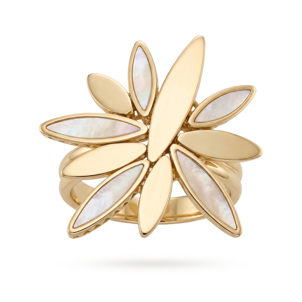 18K Yellow Gold Mother of Pearl Ring