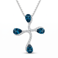 Diamond White Gold Sapphire Cross Necklace