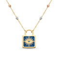 18K Multicolor Gold Enamel Evil Eye Necklace