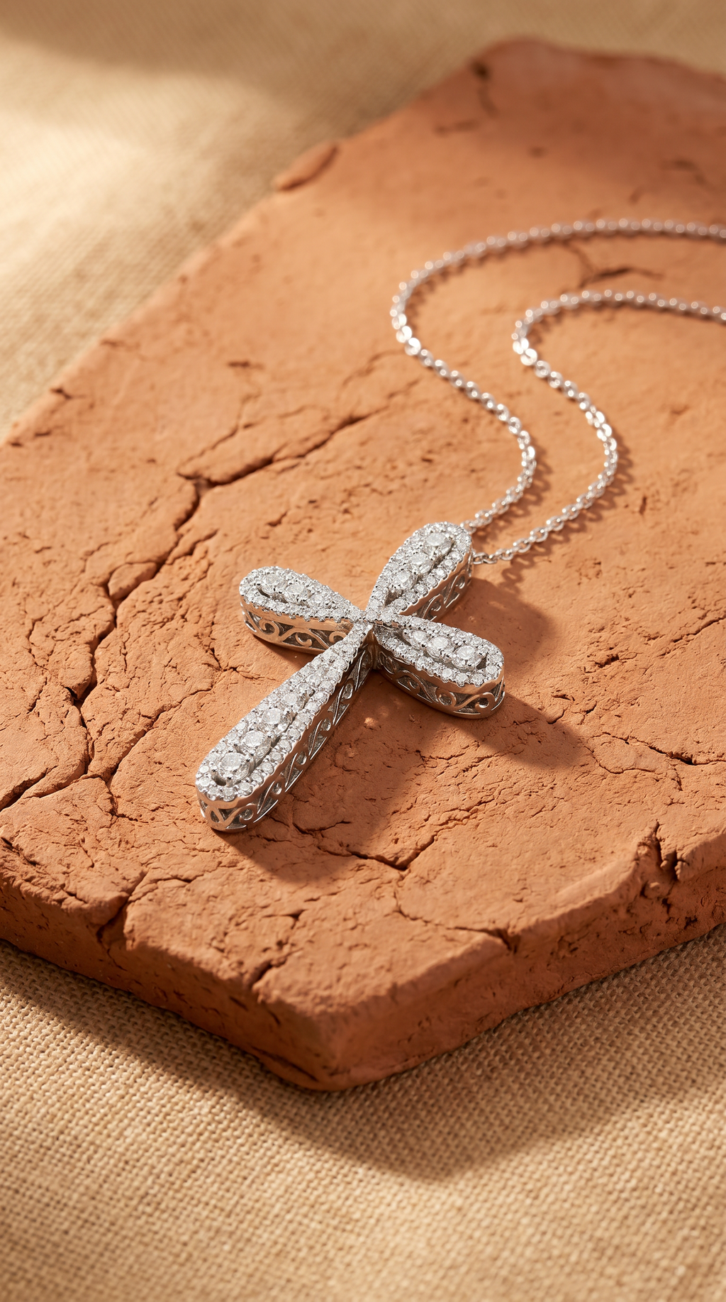 Diamond White Gold Cross Necklace