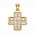 18K Yellow Gold Cubic Zirconia Pave Cross Pendant