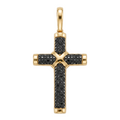 18K Yellow Gold Black Cubic Zirconia Cross Pendant