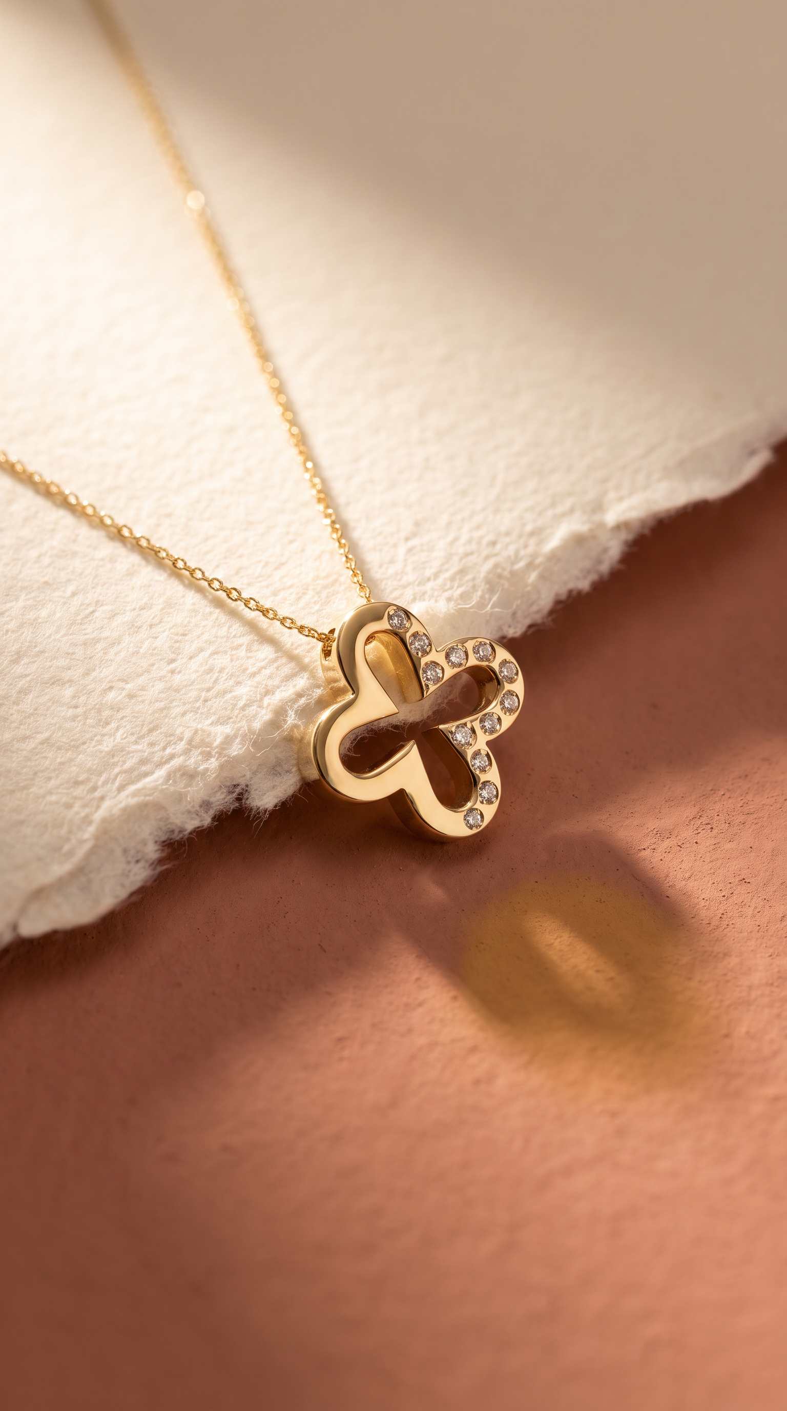 Diamond Yellow Gold Clover Necklace