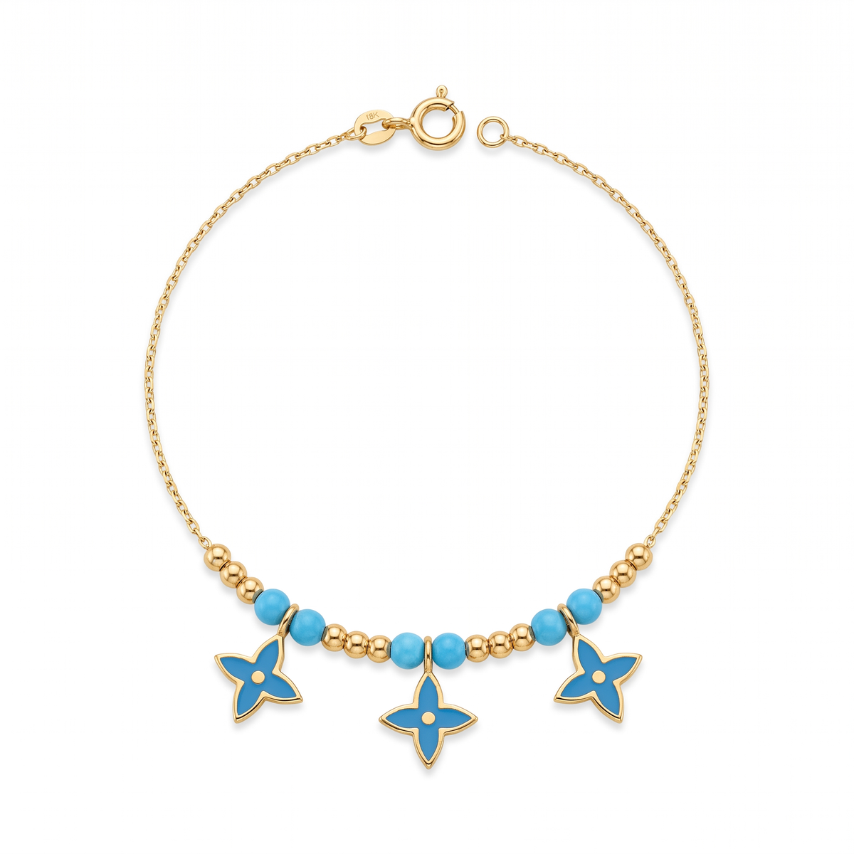 18K Yellow Gold Enamel Gemstone Baby Bracelet
