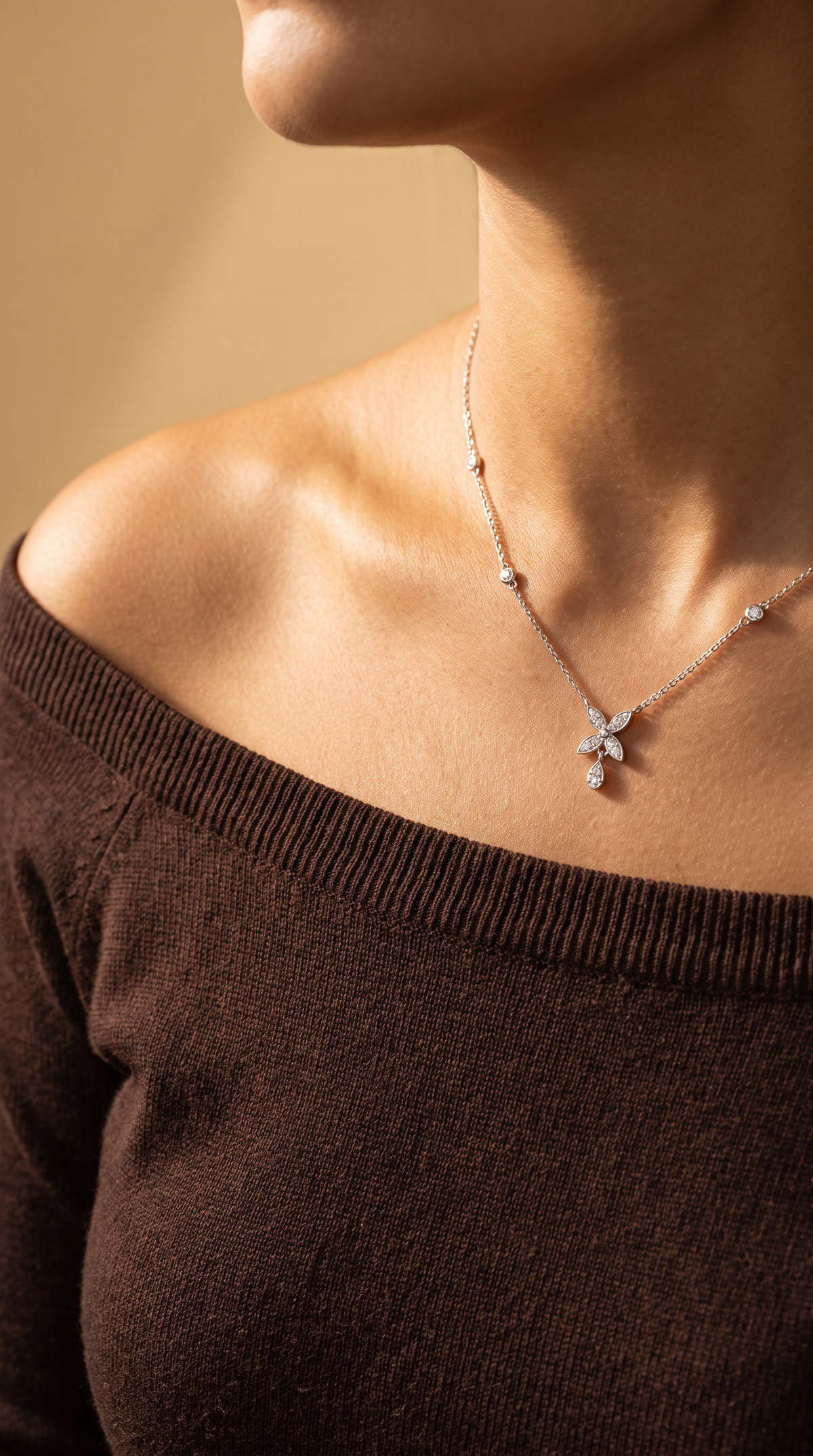 Diamond White Gold Butterfly Pendant Necklace