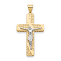 18K Two Tone Gold Crucifix Pendant