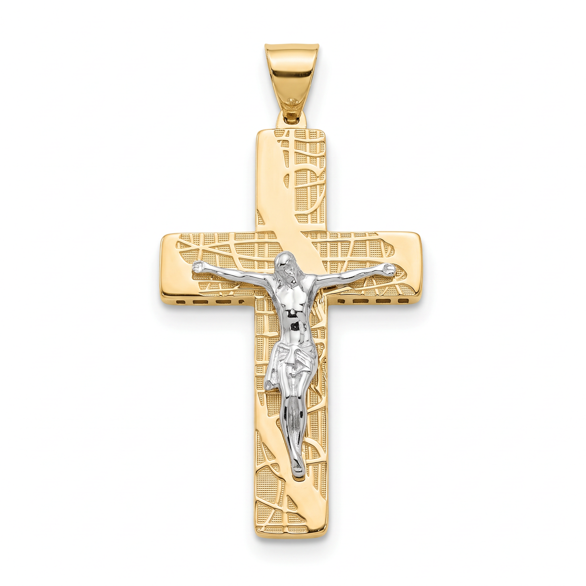 18K Two Tone Gold Crucifix Pendant
