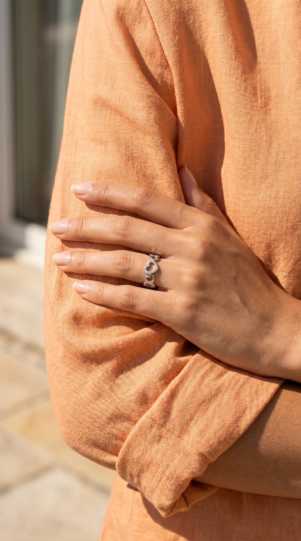 Diamond White Gold Hearts Ring