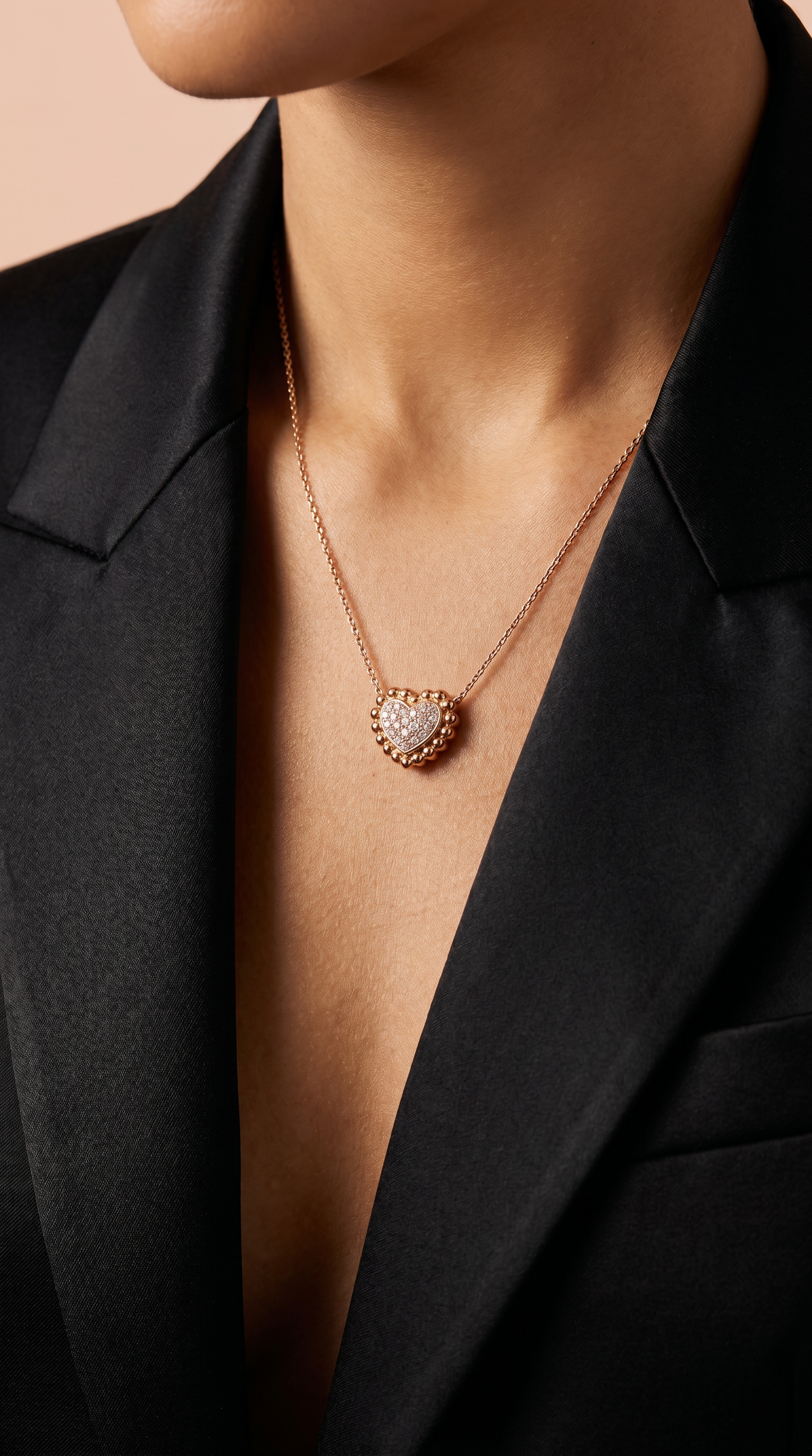 Diamond Rose Gold Heart Necklace