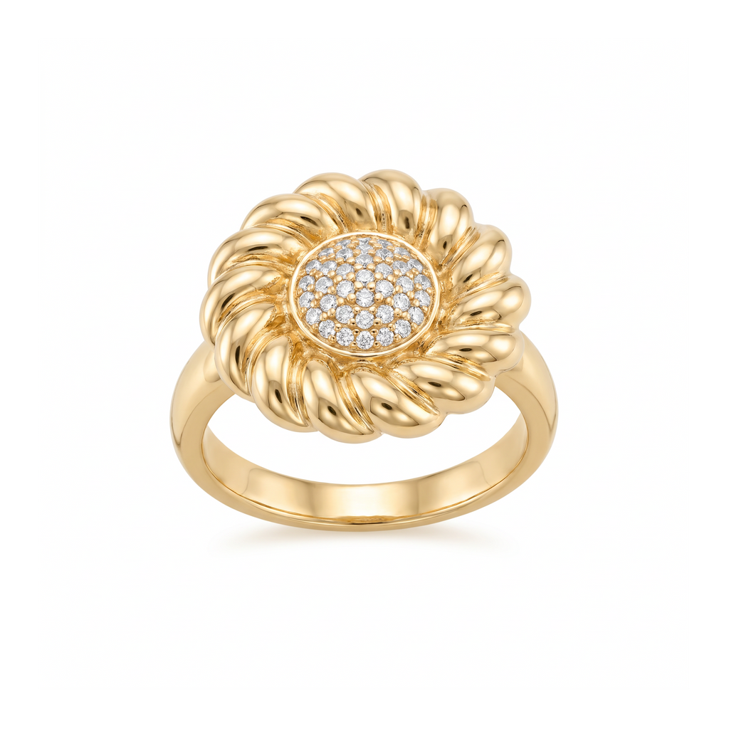 18K Yellow Gold Cubic Zirconia Ring