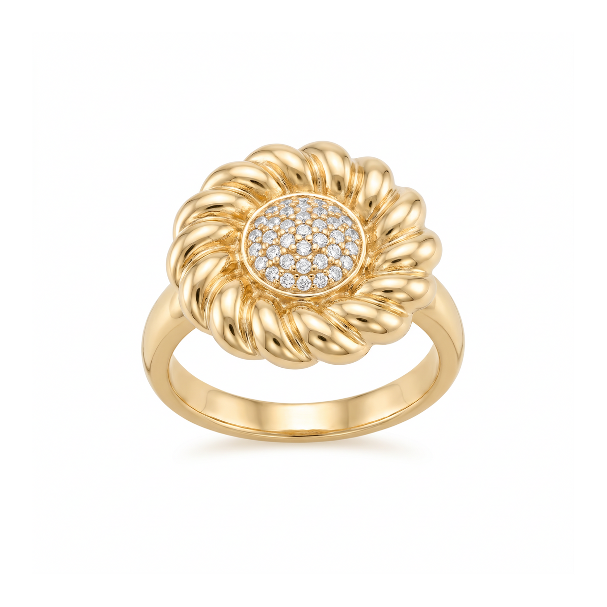18K Yellow Gold Cubic Zirconia Ring